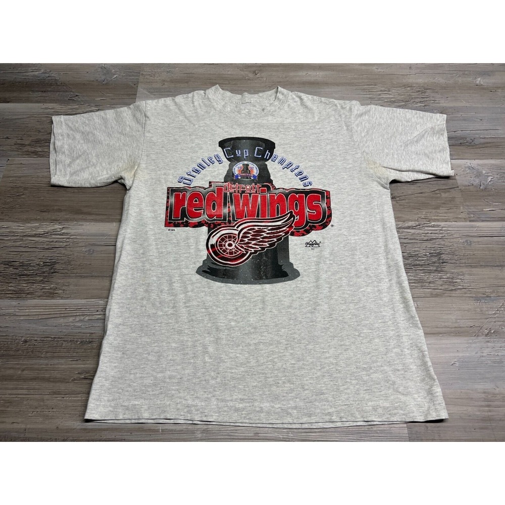 90s Faded Graphic Sports T-Shirt Detroit Red Wings 1997 Stanley Cup Size XL Vtg‎